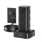 olcorife tower front view showing 12 outlets and neat vertical design for space savings