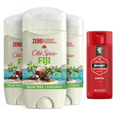 Old Spice Fiji front packaging showing fresh tropical scent benefits