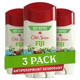 Old Spice Fiji front packaging showing three sticks for reliable supply