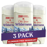 Old Spice Wilderness front packaging highlighting scent and aluminum-free benefit