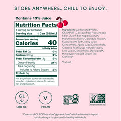 OLIPOP Cherry Cola ingredient panel highlighting prebiotic fiber content