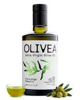 OLIVEA front label on 500ml bottle showing premium organic branding and high polyphenols