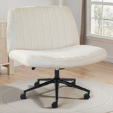 OLIXIS front view of criss-cross chair showing modern profile and space-saving benefit