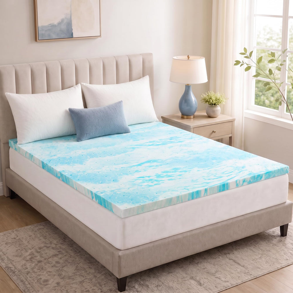 OLIXIS top view king size topper on mattress showing full coverage and comfort