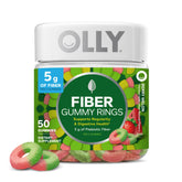OLLY front packaging showing berry melon gummies and benefit of added fiber