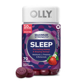 OLLY front packaging showing bottle and label, clear sleep support info