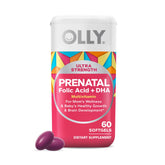 OLLY front packaging showing prenatal softgels and benefits