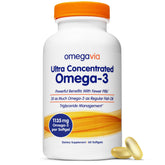 OmegaVia front bottle view showing label and 60 softgels, reliable omega‑3 source