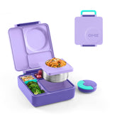 Omie OmieBox front view showing purple plum color and secure lid, durable and attractive