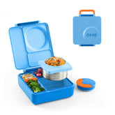Omie OmieBox front view in Blue Sky showing secure latches and compact design benefit: durable everyday use