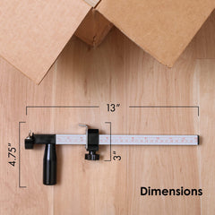 OMNI Factory measuring shaft detail with markings for fast, repeatable box measurements
