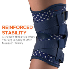 Omples brace in use while running demonstrating motion support benefit