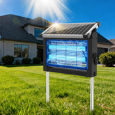 OnBeam front view showing lights and protective mesh, keeping patio comfortable