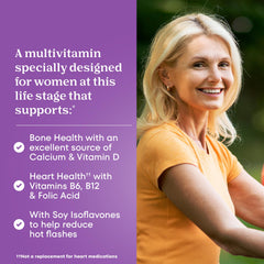 ONE A DAY label highlighting vitamins D, B12, calcium and soy isoflavones
