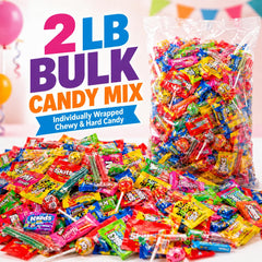 ONE CANDY WAY close-up of unwrapped mix showing chewy and hard textures for variety