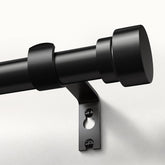 Oneach black curtain rod front view showing sleek finish and strength