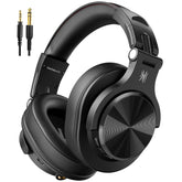 OneOdio A70 front view showing black finish and aluminum fascia for stylish durability