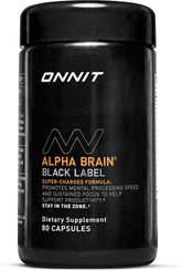 ONNIT Alpha BRAIN Black Label front packaging showing premium design and clarity