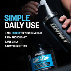 ONNIT creatine mixed in shaker bottle for quick pre- or post-workout use