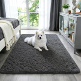 Ophanie front view of grey 3x5 rug showing plush pile and neat edges for cozy décor