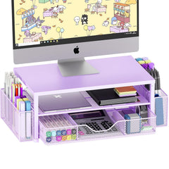 OPNICE front view of monitor stand riser showing organized workspace and improved ergonomics