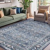 OPPODREAM vintage blue front view showing full rug and decorative pattern benefits style