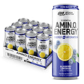 Optimum Nutrition front can showing Blueberry Lemonade and benefits