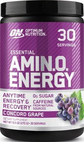 Optimum Nutrition front packaging showing Concord Grape flavor and benefits