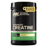 Optimum Nutrition front tub showing product packaging and serving amount benefit