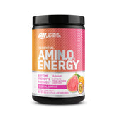 Optimum Nutrition front tub showing Tropical Sunrise flavor and clear label benefits