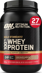 Optimum Nutrition front packaging showing flavor and scoop benefit