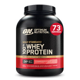 Optimum Nutrition front tub showing strawberries & cream flavor and value size