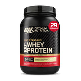 Optimum Nutrition front tub view showing product and clear labeling benefit convenience