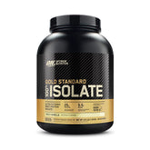 Optimum Nutrition tub front showing rich vanilla label and benefits