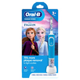 Oral-B front packaging showing Frozen design and included items, encourages brushing