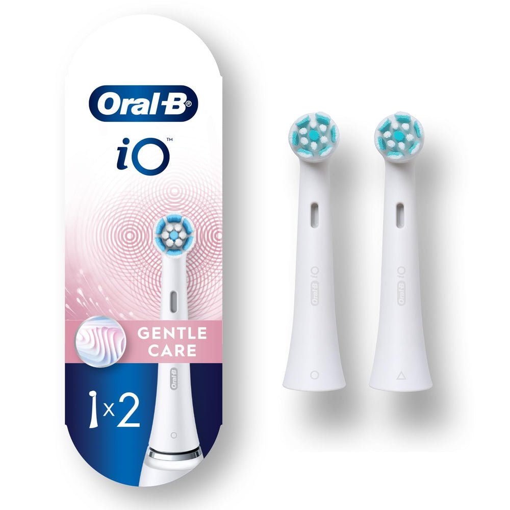 Oral-B front packaging showing two gentle care brush heads and product name benefit