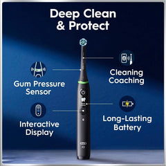 Oral-B close-up of handle display and controls highlighting easy-to-read interface and comfort