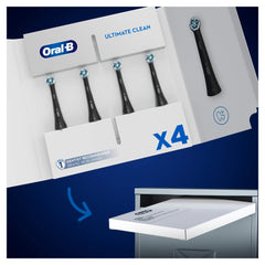 Oral-B single iO Ultimate Clean head close-up showing rounded shape for improved tooth contact