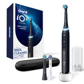 Oral-B iO5 front view showing sleek black handle and brush head for professional cleaning