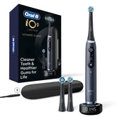 Oral-B iO9 handle with interactive display showing mode and timer, improving routine control