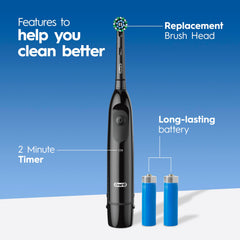Oral-B CrossAction head close-up displaying angled bristles for deeper cleaning