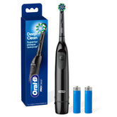Oral-B front packaging showing toothbrush and included batteries for quick use
