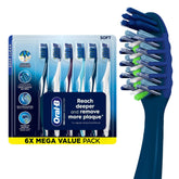 Oral-B front packaging showing six CrossAction toothbrushes for bulk savings