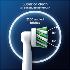 Oral-B brush head attached to toothbrush handle demonstrating easy snap-fit