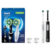 Oral-B Pro 1000 front view showing both black and white handles for reliable daily cleaning