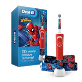 Oral-B handle front view showing Spider-Man design and kid appeal for consistent brushing