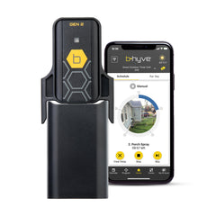 Orbit B-hyve hub front view showing compact design and easy placement benefit
