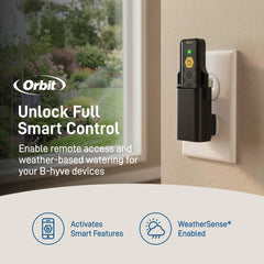 Orbit B-hyve hub side connector close-up highlighting reliable connection benefit