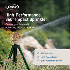 Orbit detail of tripod height adjustment for customizable watering reach