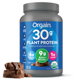 Orgain front can showing chocolate flavor and organic label benefit clarity